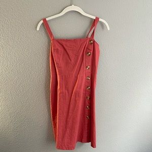 Lulus red dress with buttons and a bow